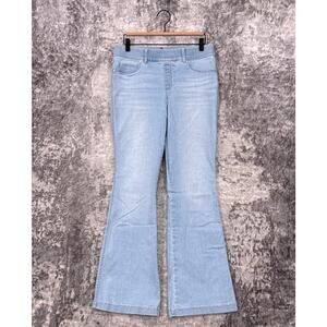 SPANX Jeans Large Womens Pull On Flare Light Wash Stretch Denim